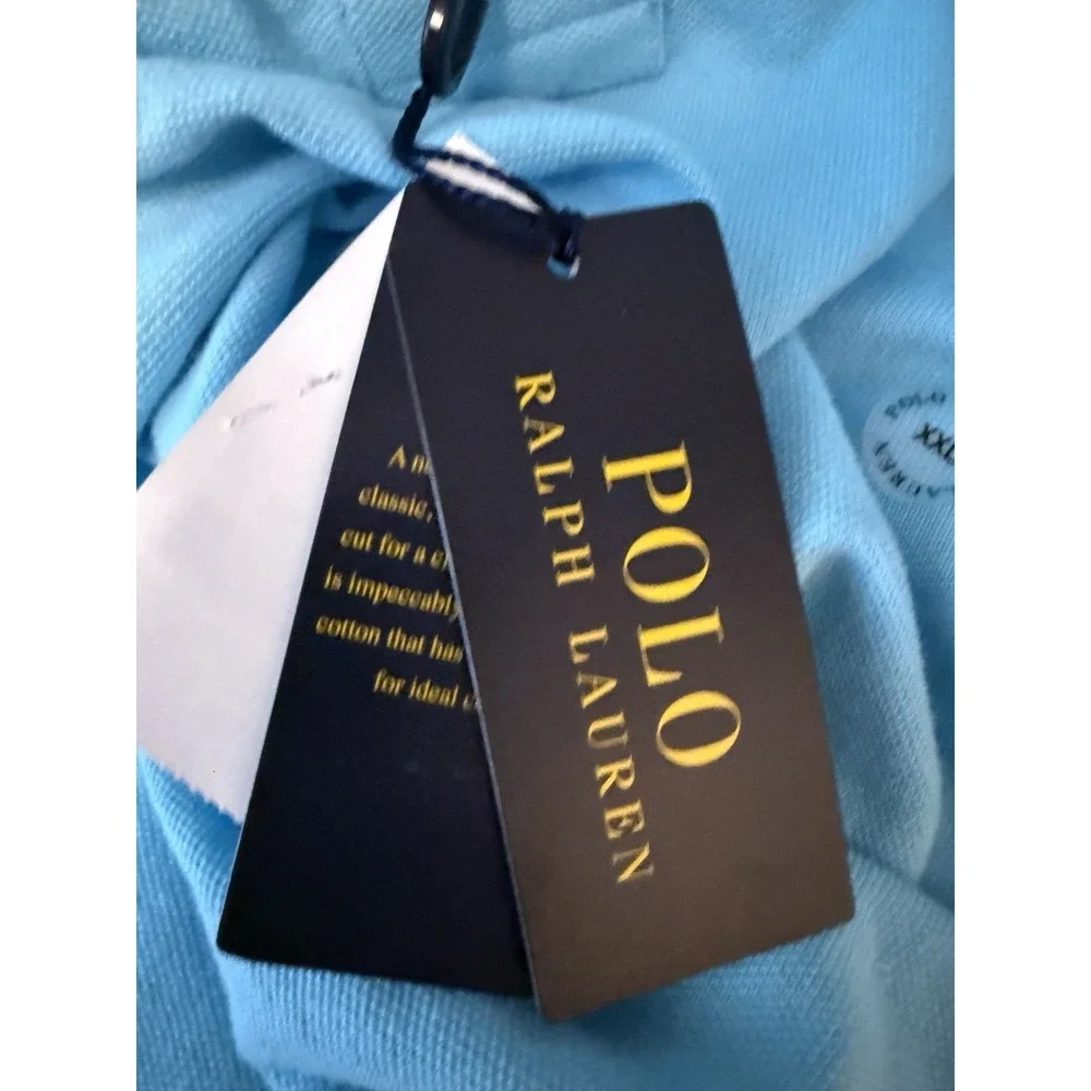 Polo Ralph Lauren Shirt Mens Custom Slim Fit Polo Shirt Blue Size XXL NWT Read